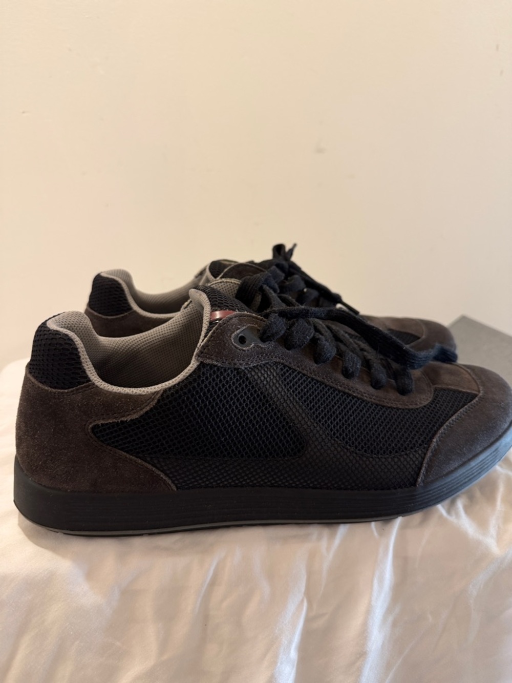 Prada Men's Dark Brown and Black Suede Mesh Sneakers - Picture 11 of 15